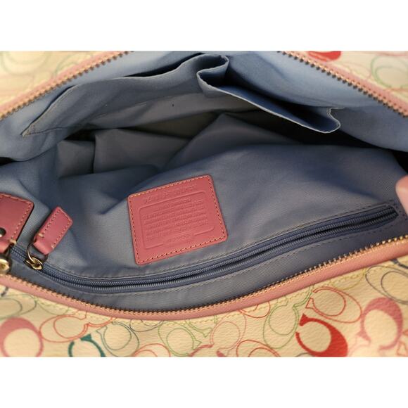 Coach Signature Chelsea Pink Trim Handbag W/Matching Zip Wristlet Wallet - Picture 5 of 11